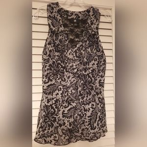 Sleeveless Dress Blouse, black and white paisley, Like New